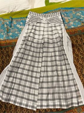 Acler B&W sheer plaid split leg maxi pant  size 8